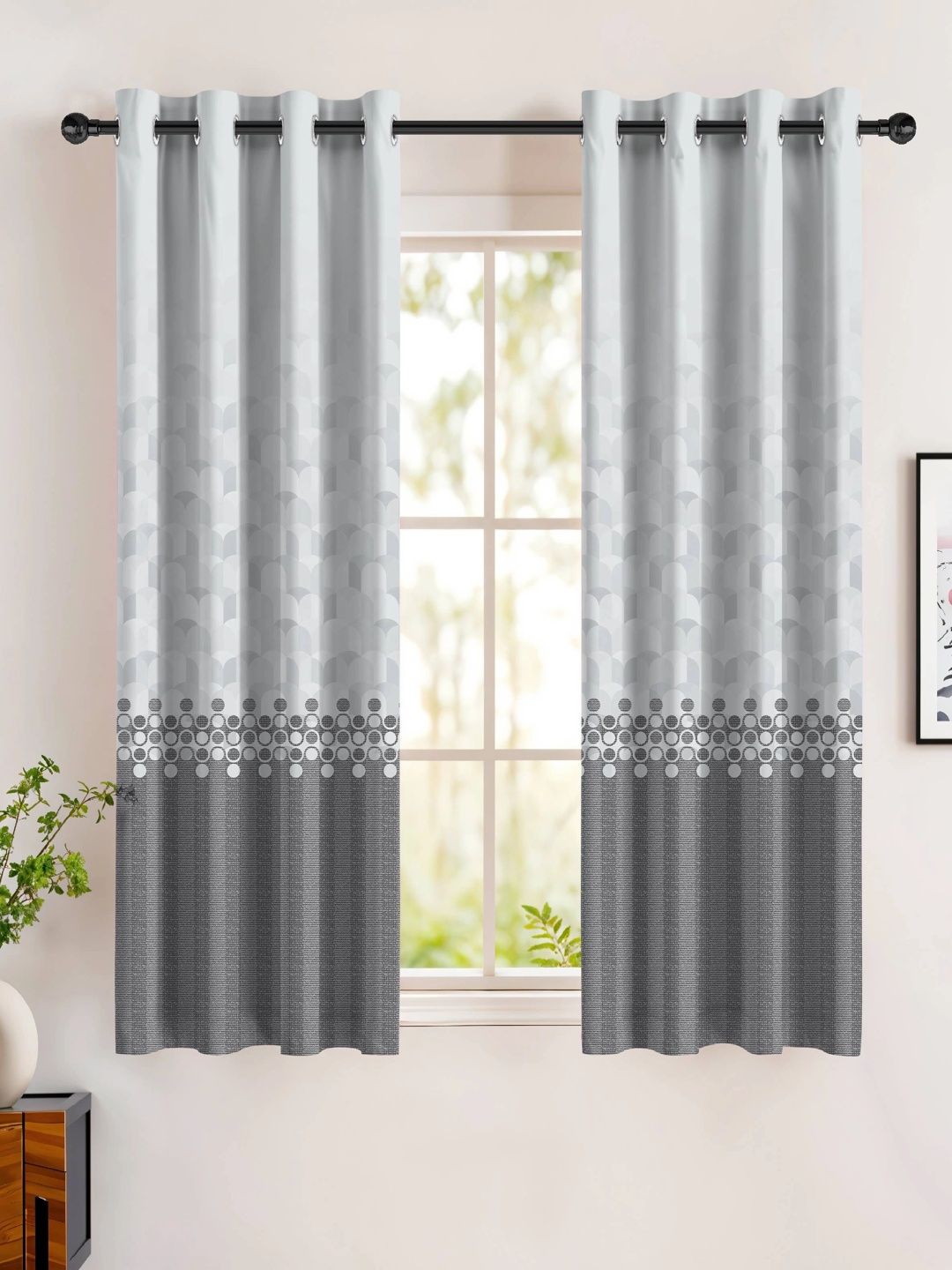 CASABLEU Grey Geometric Room Darkening Window-picture-53