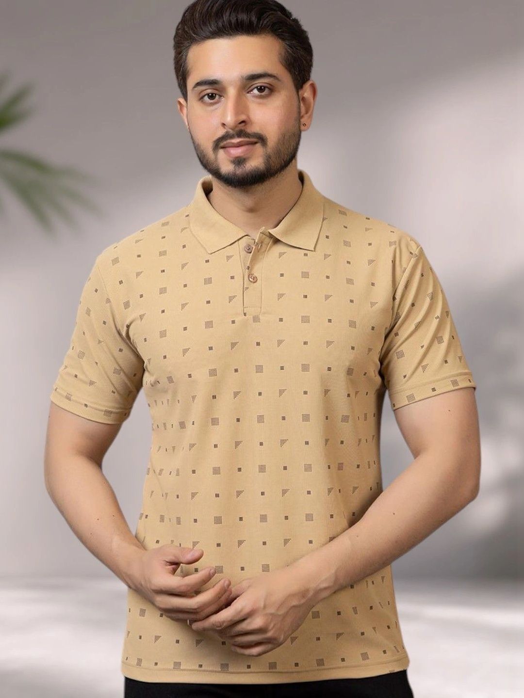 ANGEL CURVE Men Printed Polo Collar T-shirt-picture-52