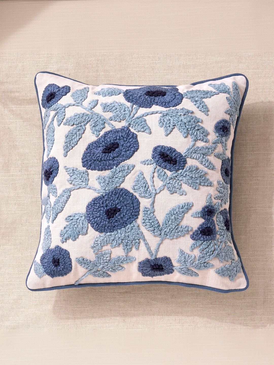 Home Centre Beige Floral Square Cushion Covers-image-44