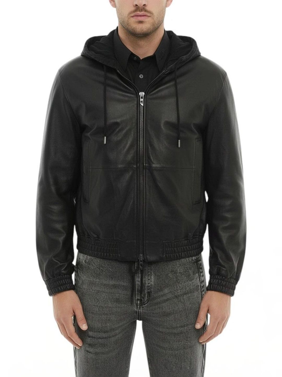 DIESEL Men Leather Bomber Jacket-picture-18