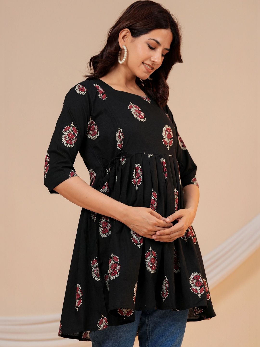 BAESD Floral Printed Cotton Blend Maternity Feeding Top-picture-34