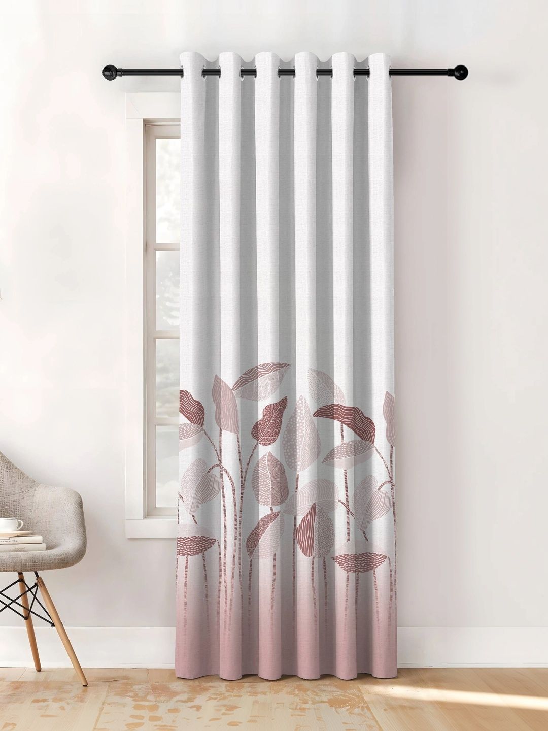CASABLEU Peach-Coloured Geometric Room Darkening Long Door Curtain-picture-10
