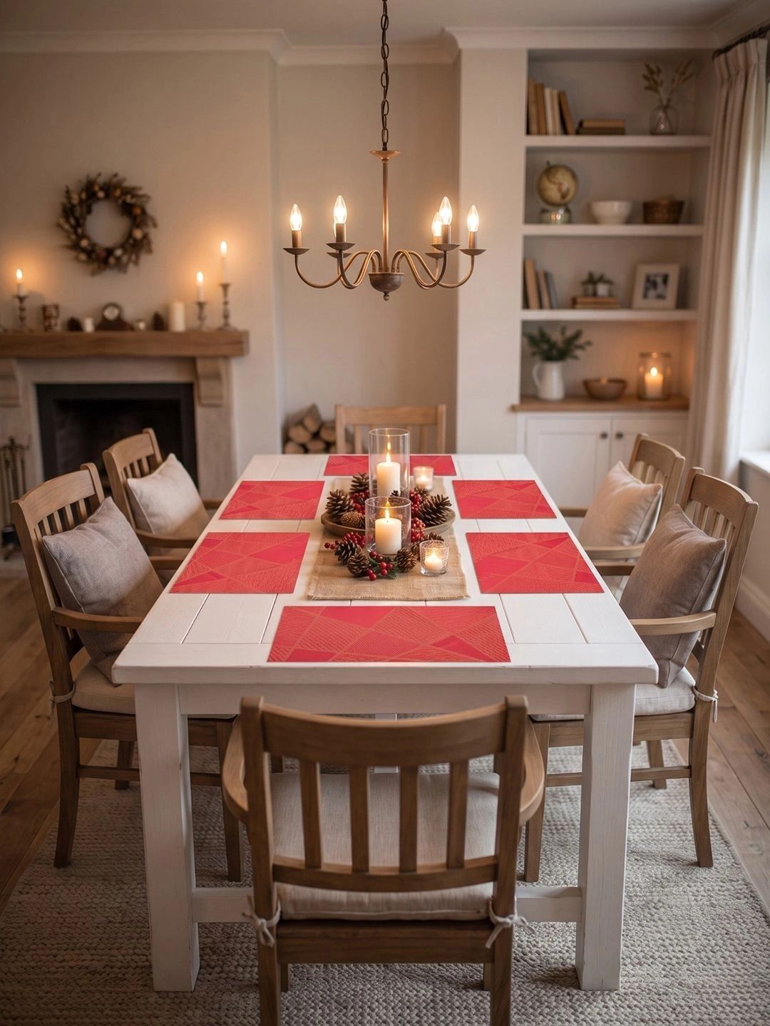 Myntra Elegant Homes 8-Pcs Red Printed Rectangle Table Placemats-picture-49
