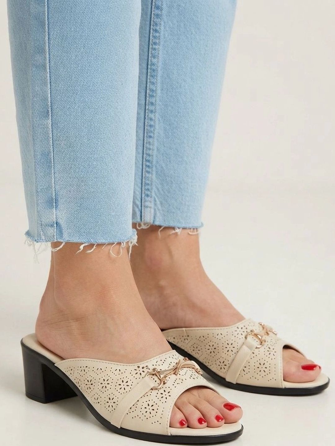 Carlton London Textured Party Block Mules with Buckles-picture-47