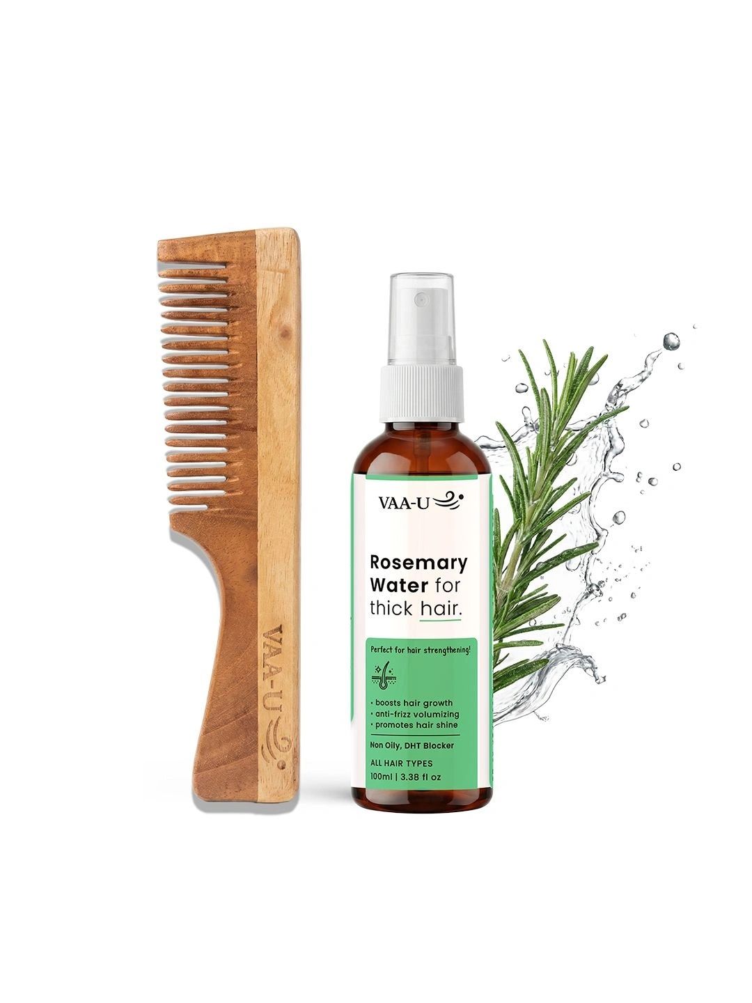 VAA-U Rosemary Water Hair Growth Spray 100 ml & Neem Wood Handle Comb-picture-20