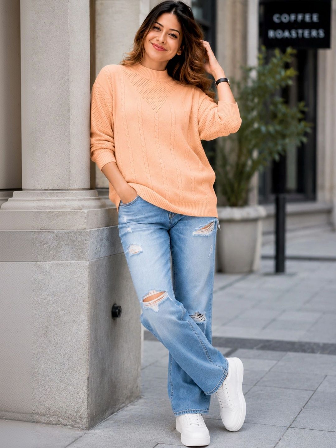 LASOON Women Cable Knit Woollen Pullover-picture-13