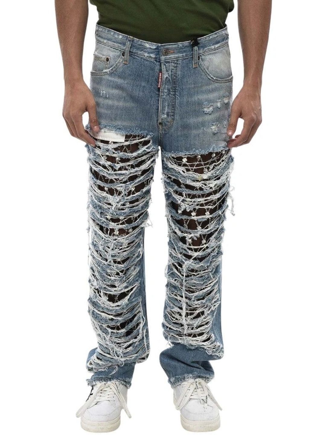 Dsquared2 Men Straight Fit Mid-Rise Highly Distressed Embellished Jeans-picture-12