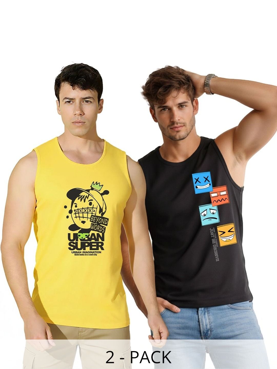 CRYPTIC Pack of 2 Printed Cotton Tank-picture-35