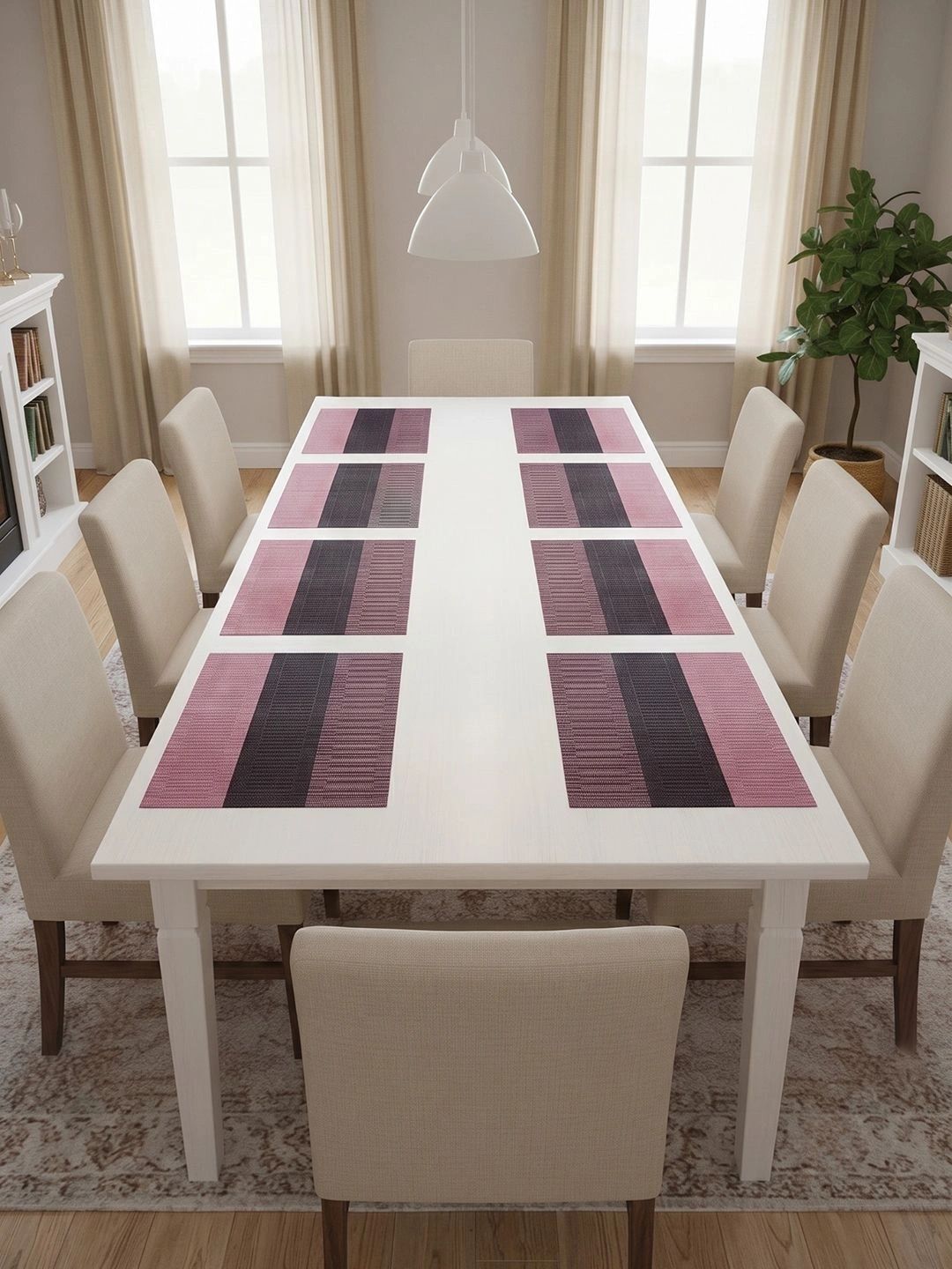 Myntra Elegant Homes 8-Pcs Copper Striped Rectangle Table Placemats-picture-15