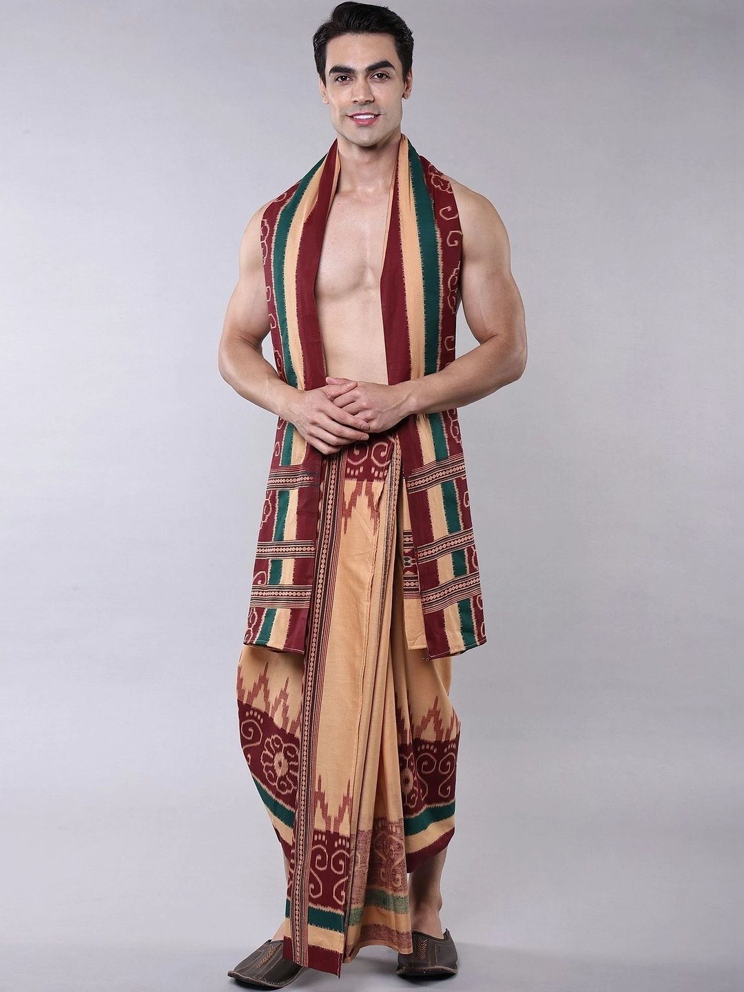 Exotic India Men Printed Cotton Dhoti Dhotis-picture-44