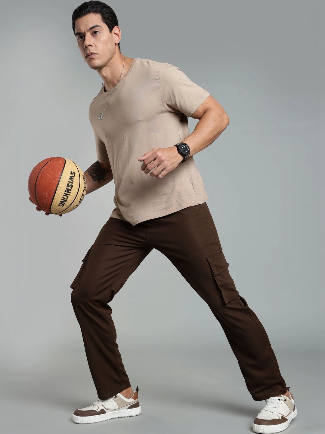 SZN Men Cotton Solid Mid-Rise Smart Trousers-picture-55