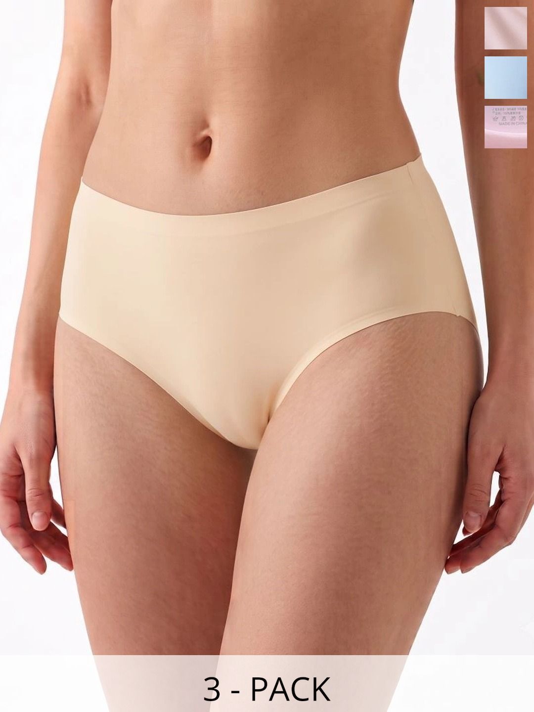 Fimalia Women Pack of 3 Seamless Assorted Basic Briefs-image-44