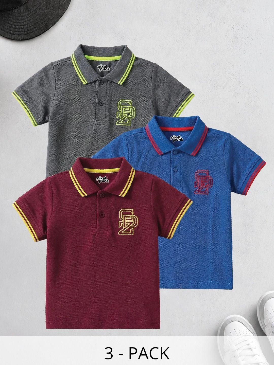 Pixel Punk Boys Brand Logo 3 Polo Collar T-shirt-picture-34