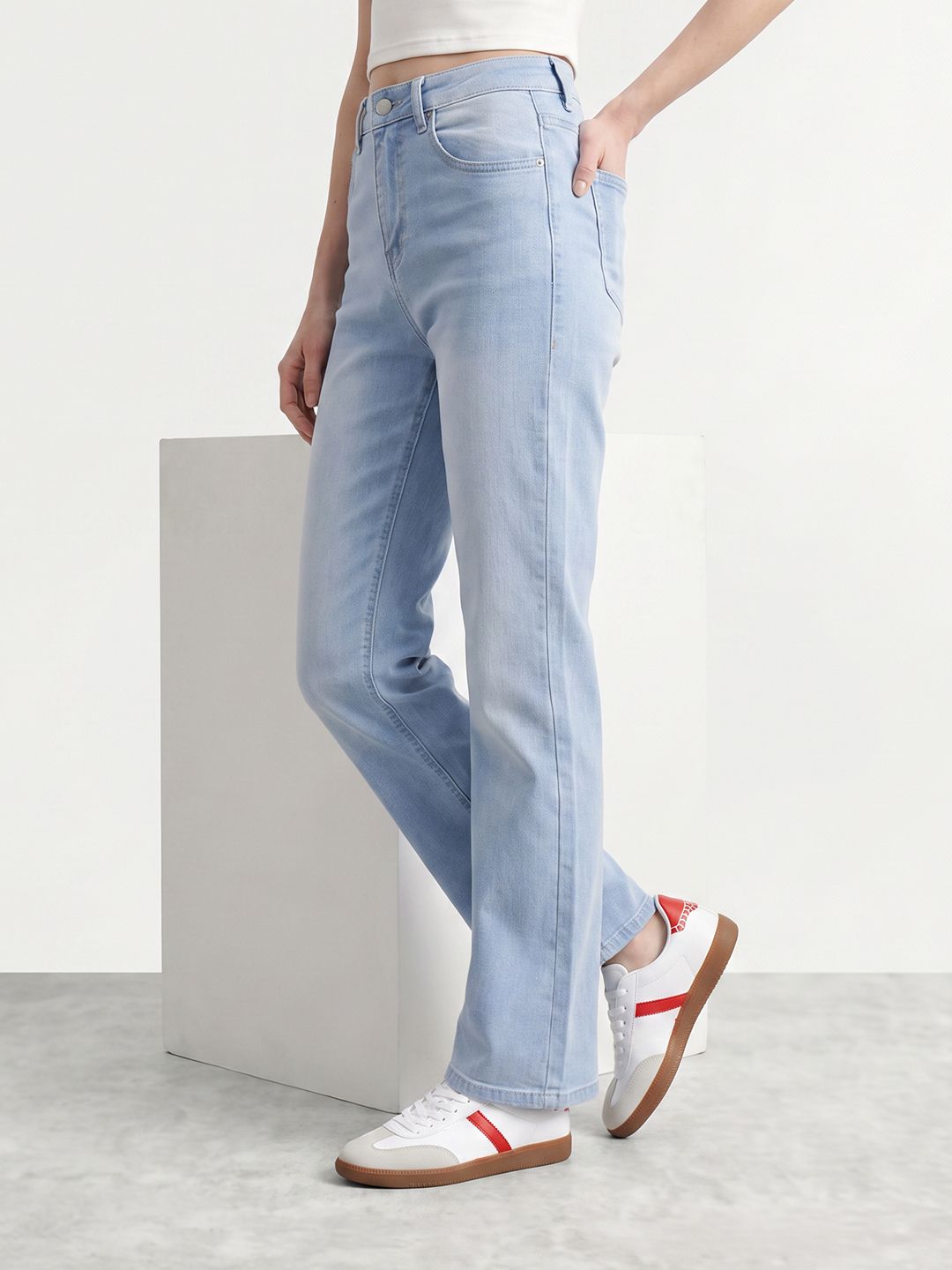 Mast & Harbour Women Wide Leg High-Rise Light Fade Stretchable Jeans-picture-29