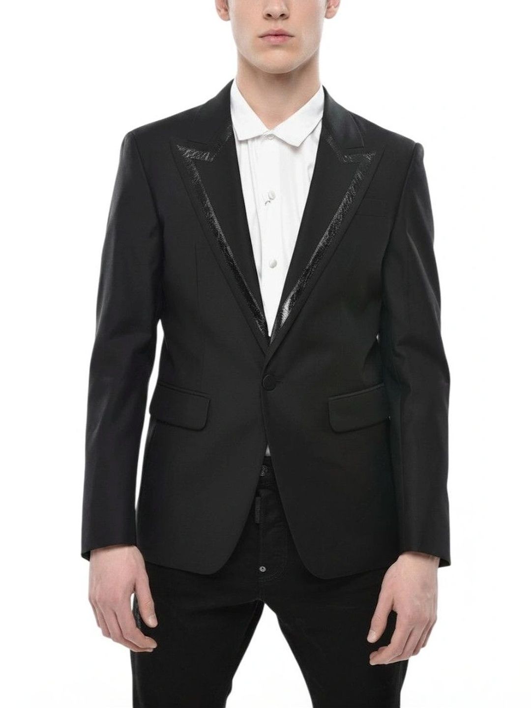 Dsquared2 Black Solid Peaked Lapel Blazer-picture-34