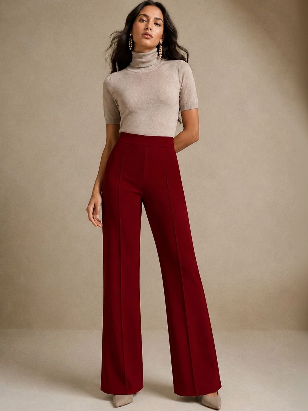 HERE&NOW Women Relaxed Easy Wash Trousers-picture-49