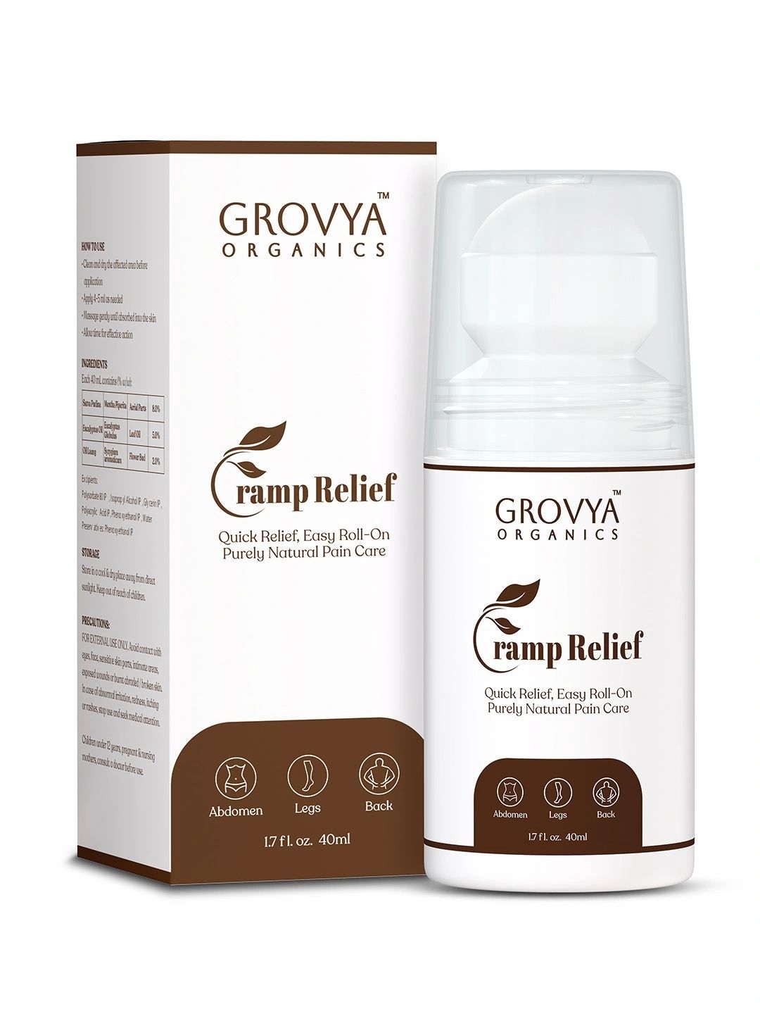 GROVYA ORGANICS Cramp Relief Roll-On For Legs & Back - 40 ml-picture-20