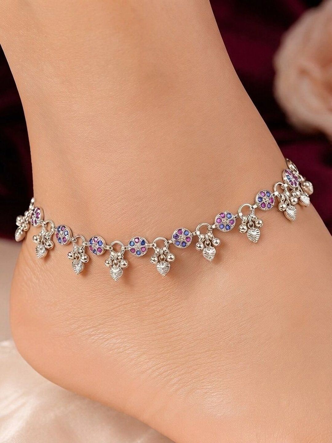 Aadish Jewellery Silver-Plated Zircon Anklet-picture-13