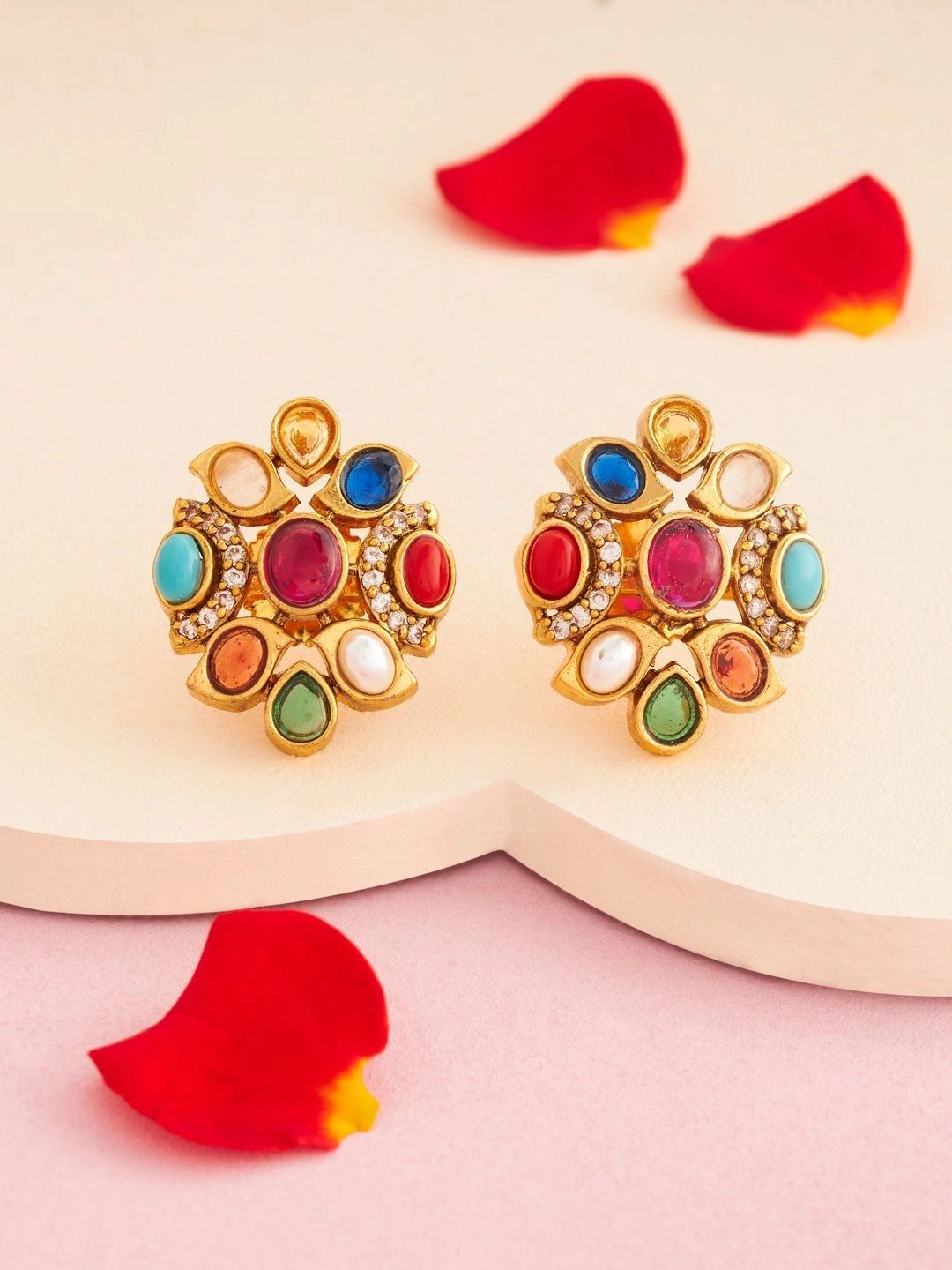 Kushal's Fashion Jewellery Floral Studs Earrings-picture-43