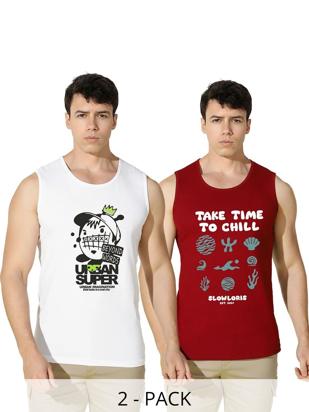 CRYPTIC Pack of 2 Printed Cotton Tank-picture-38