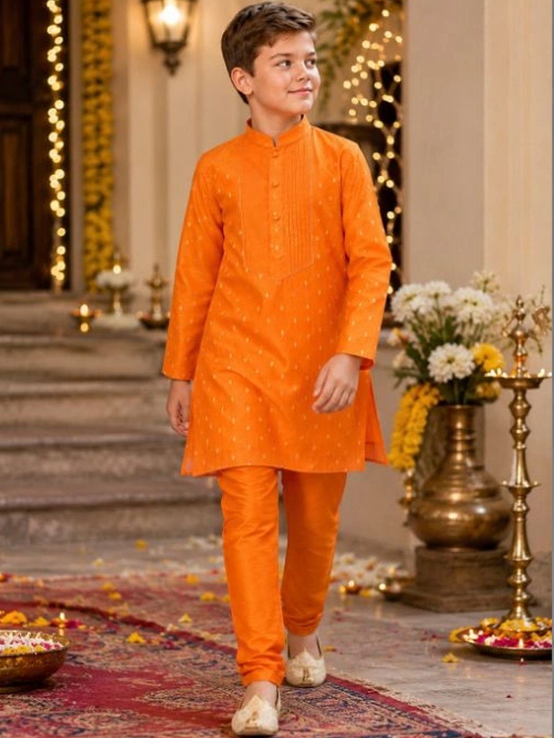 Sparklepop Boys Ethnic Motifs Regular Chanderi Silk Kurta with Pyjamas-picture-15