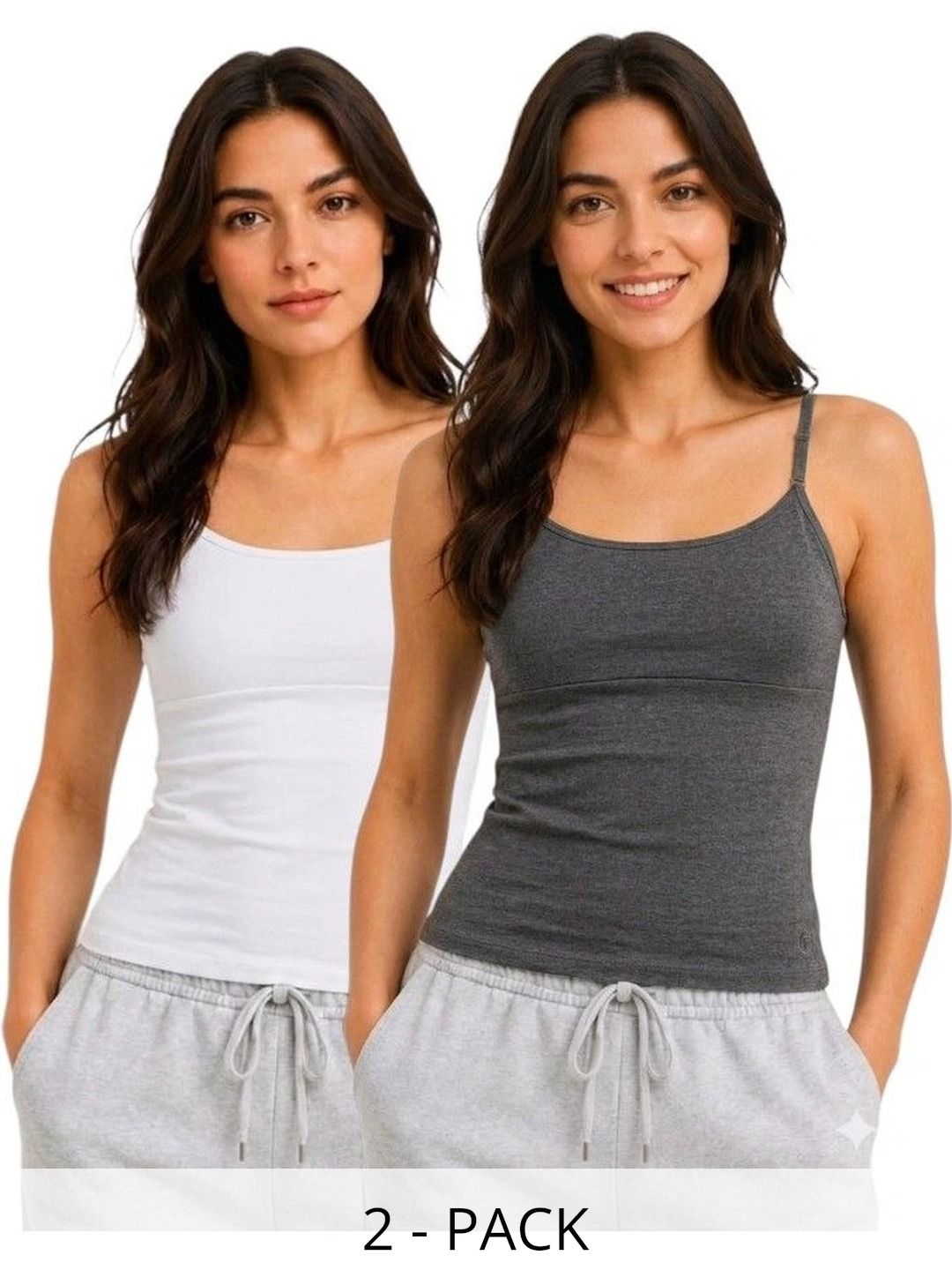 Sutjena Pack Of 2 Cotton Lightly Padded Camisoles-image-12