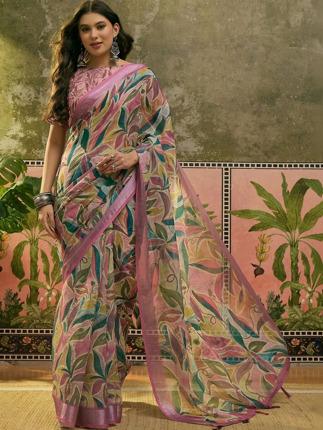 MANVAA Linen Blend Designer Saree-picture-9