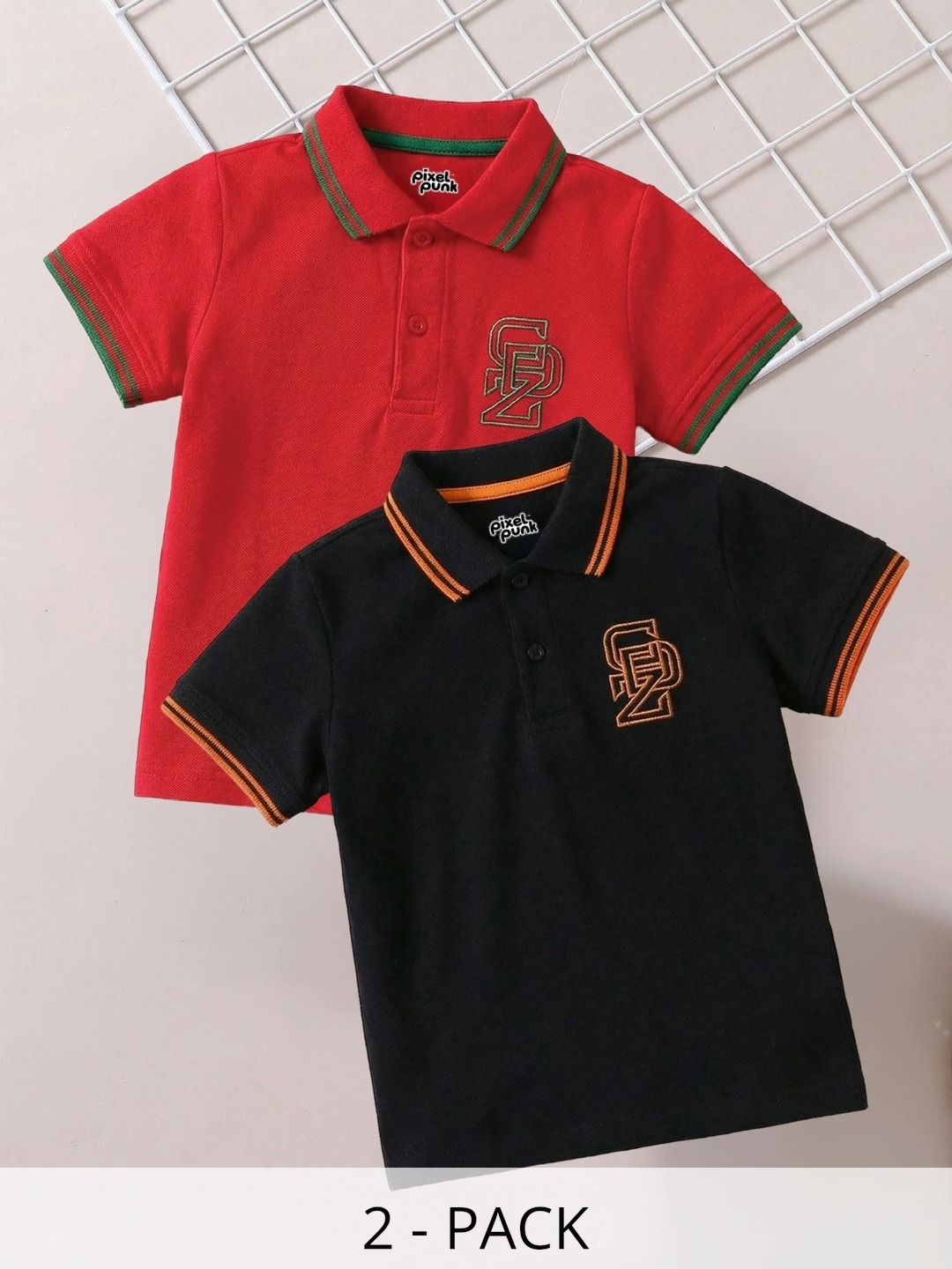 Pixel Punk Boys Brand Logo 2 Polo Collar T-shirt-picture-57