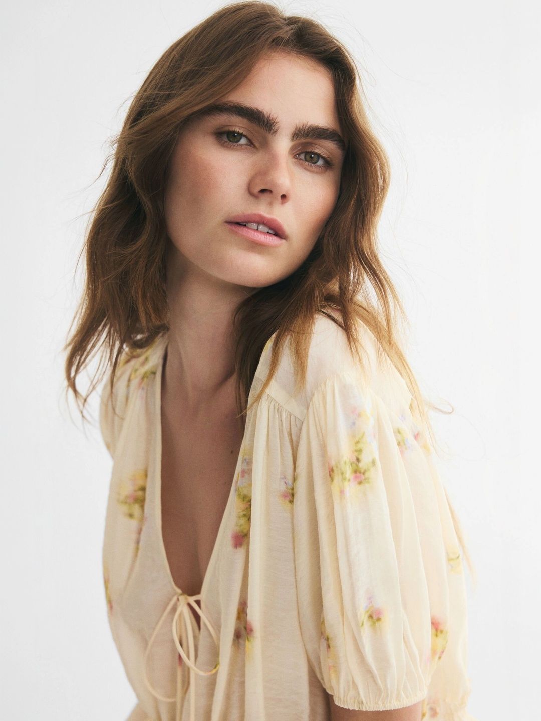 H&M Floral Print Puff Sleeve Peplum Top-picture-29