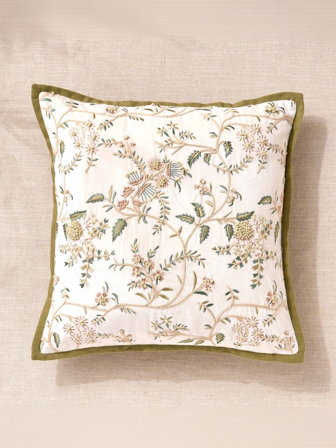 Home Centre Beige Floral Square Cushion Covers-picture-21
