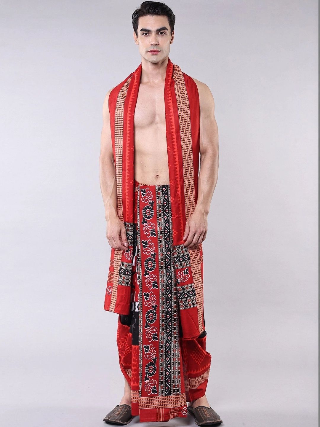 Exotic India Men Printed Cotton Dhoti Dhotis-picture-21