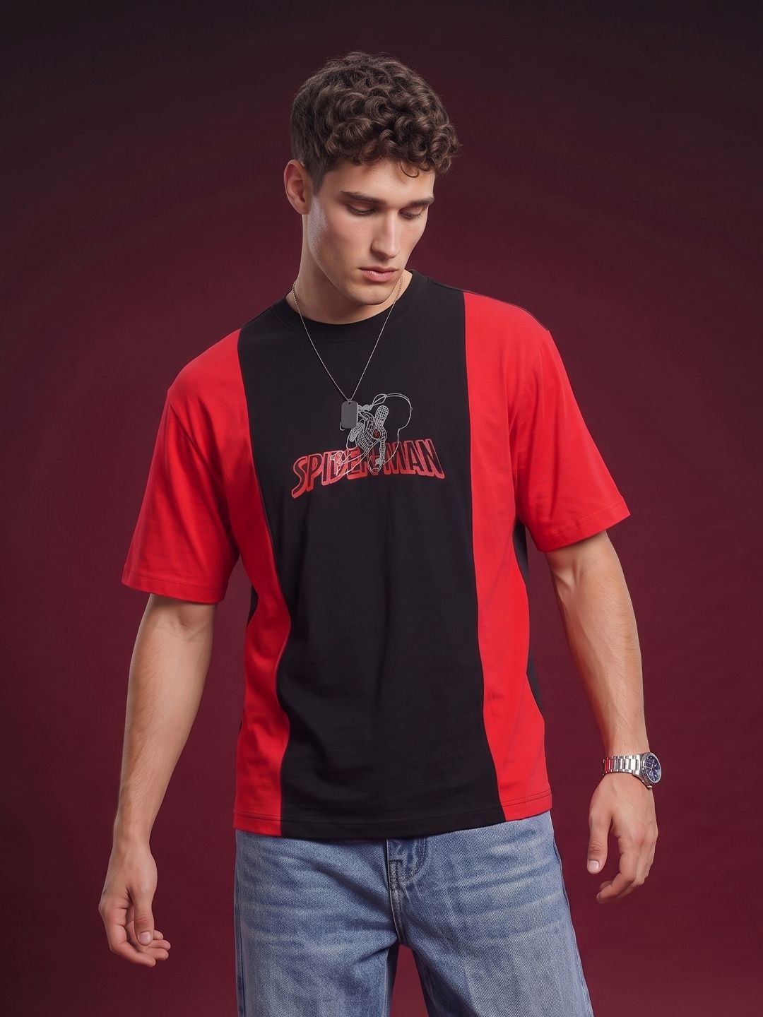 glitchez Spider-Man Printed Drop-Shoulder Sleeves T-shirt-picture-50