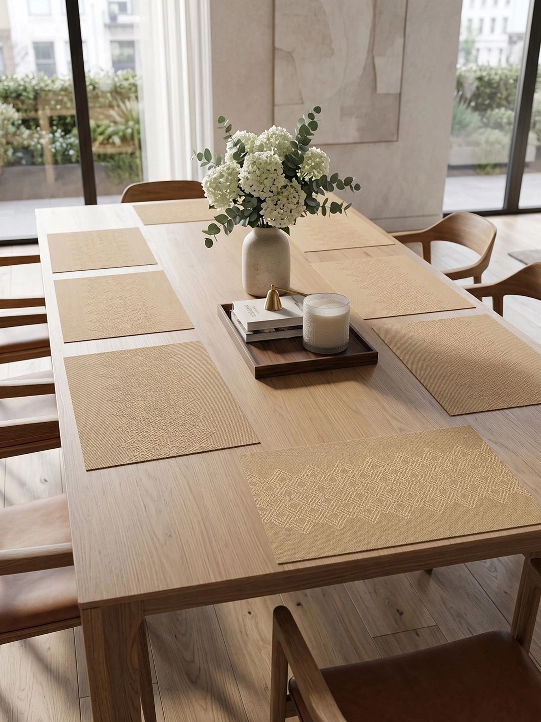 Myntra Elegant Homes 8-Pcs Beige Printed Rectangle Table Placemats-picture-42