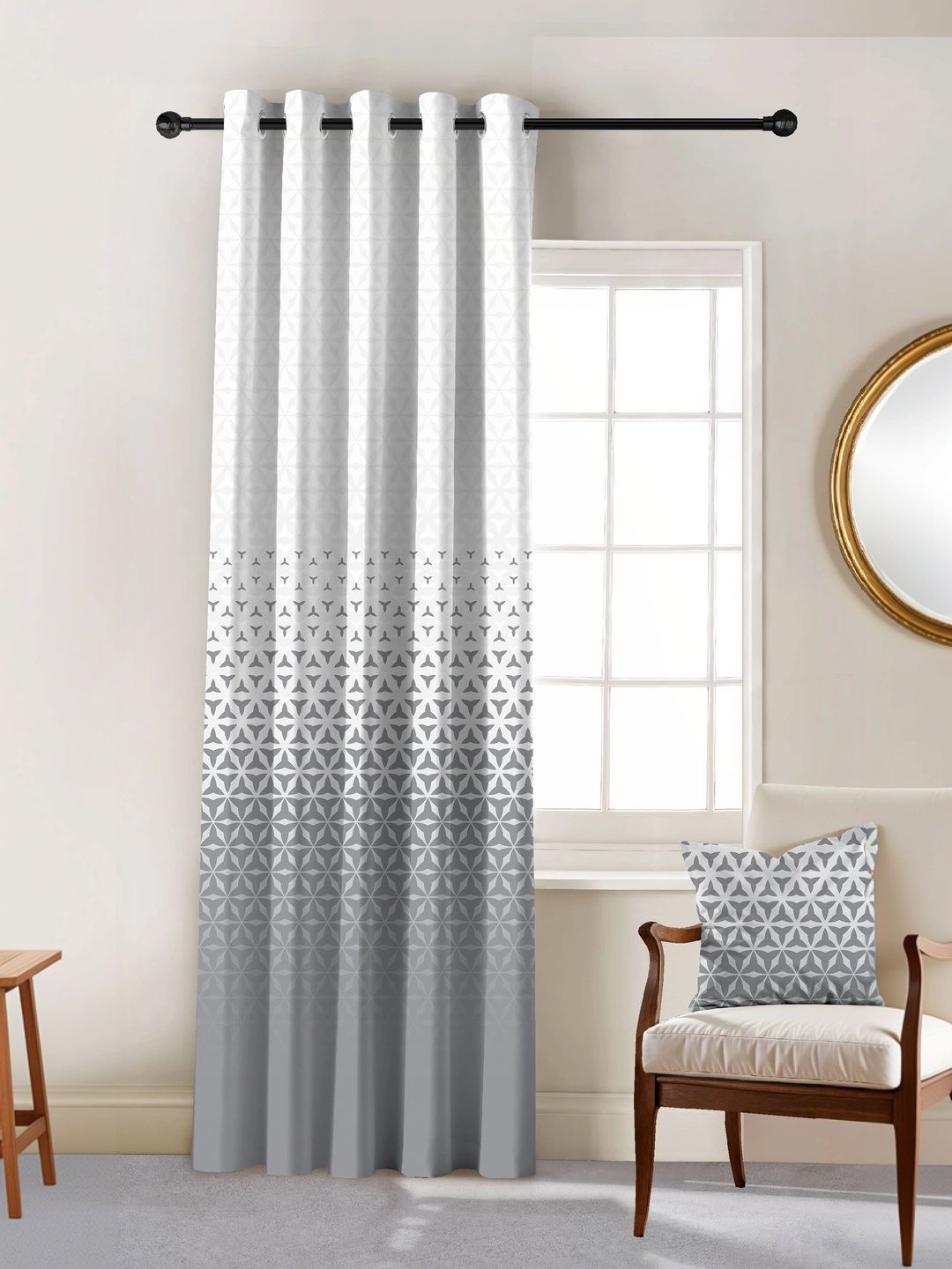 CASABLEU Grey Geometric Room Darkening Long Door Curtain-picture-19