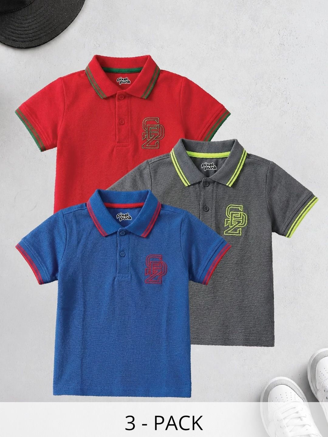 Pixel Punk Boys Brand Logo 3 Polo Collar T-shirt-picture-29