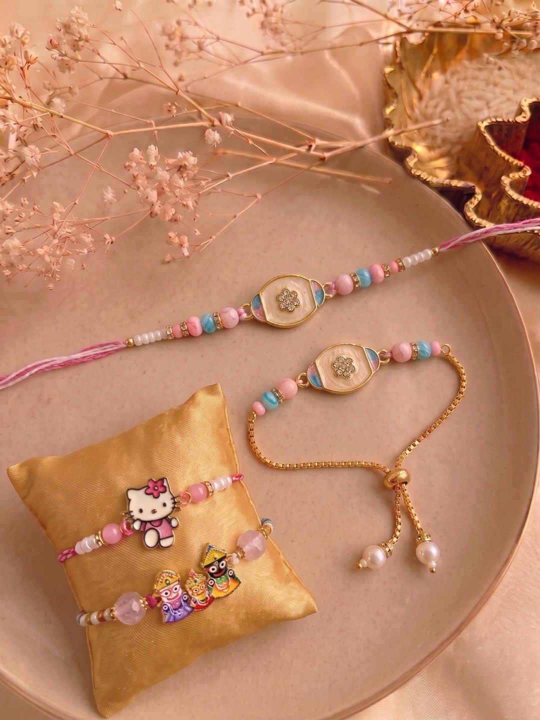 MEIRA JEWELLERY Unisex pack of 4 Beads and Stones Thread Rakhi-picture-39