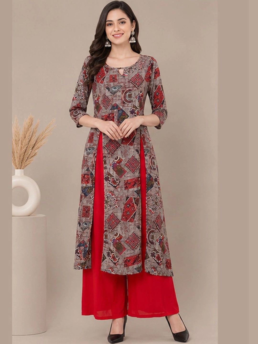 MEZENOR Geometric Printed Kurti-picture-27
