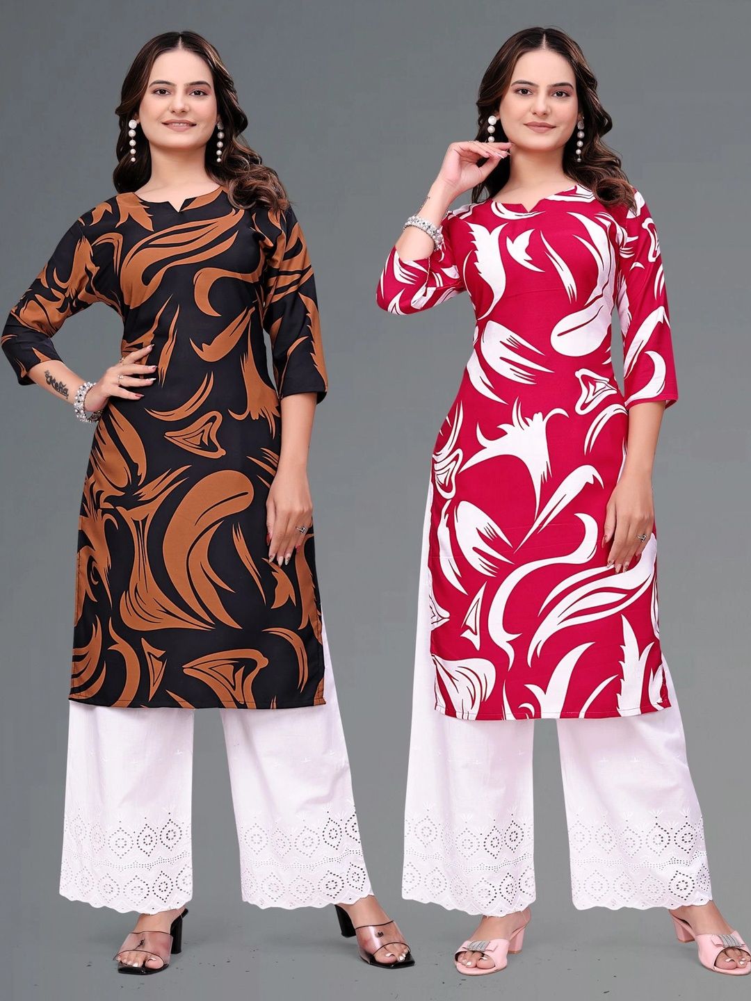 MENFLUENT Printed Boat Neck Pure Crepe Kurti-picture-29