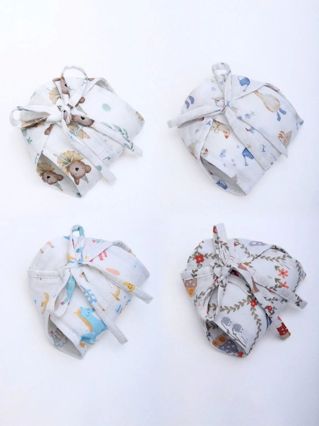 The Boo Boo Club Set Of 4 Muslin Cotton Printed Nappy-picture-56