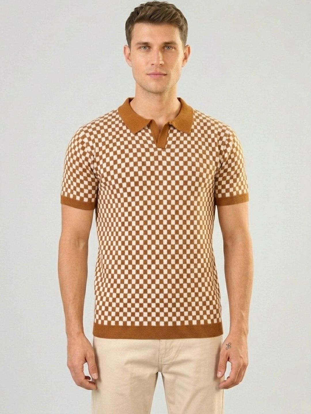 R.Code by The Roadster Life Co. Men Checked Polo Collar T-shirt-picture-14