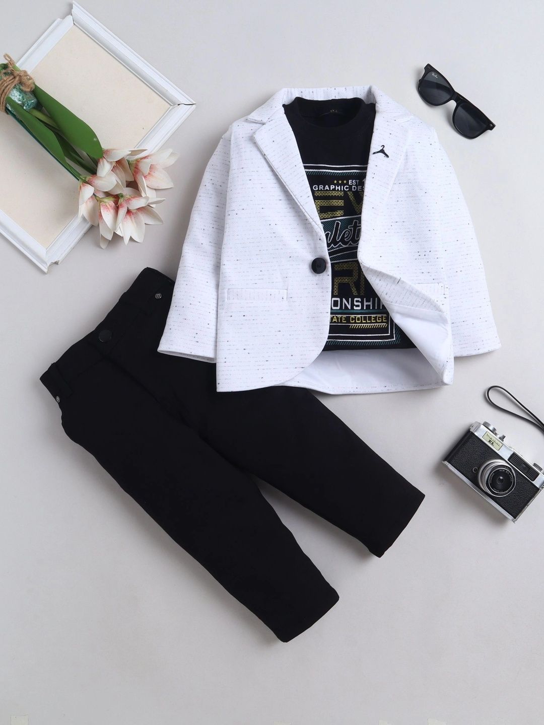 Miss & Chief Boys Textured Blazer & Trouser Set With Graphic Print T-shirt-image-40