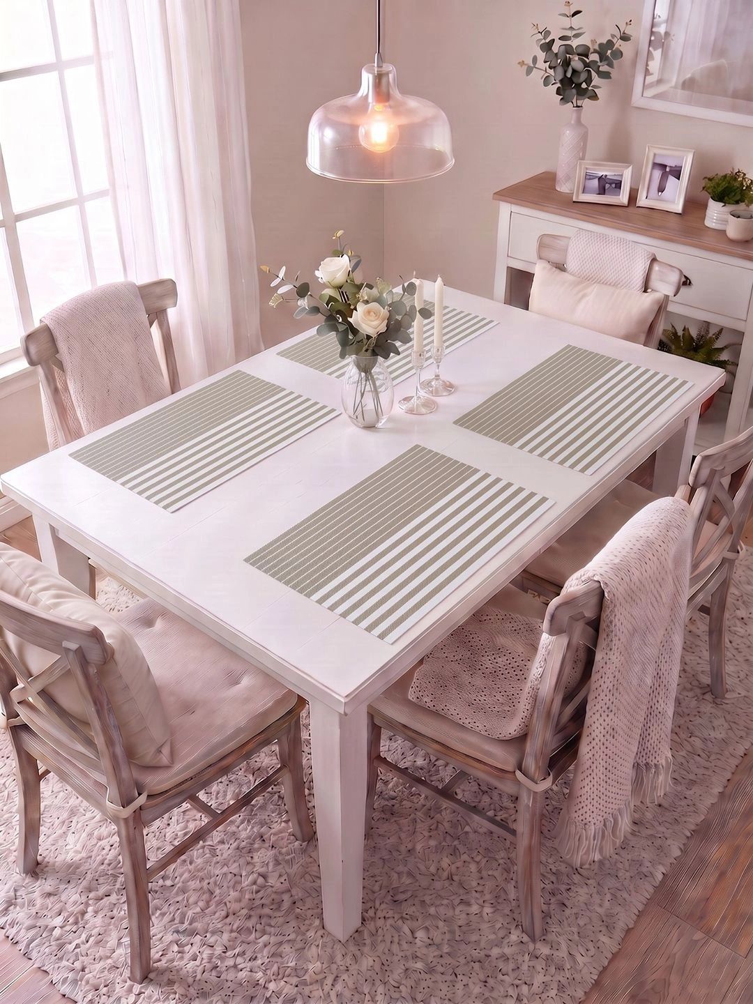 Myntra Elegant Homes 4-Pcs Khaki Printed Rectangle Table Placemats-picture-14