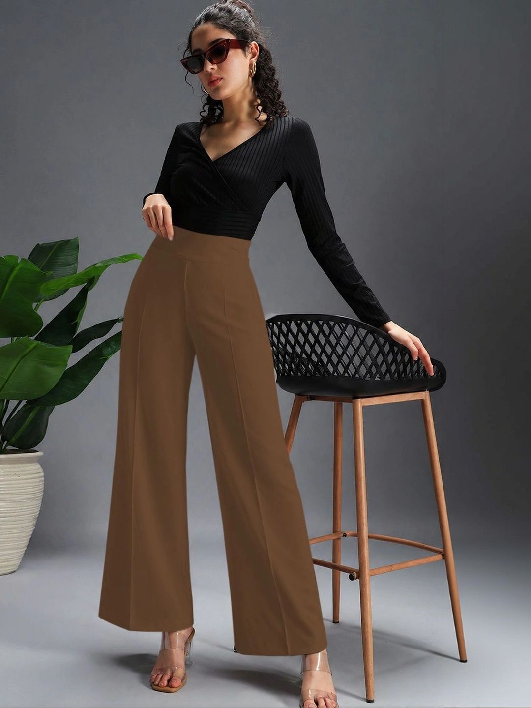 HERE&NOW Women Relaxed Easy Wash Trousers-picture-12