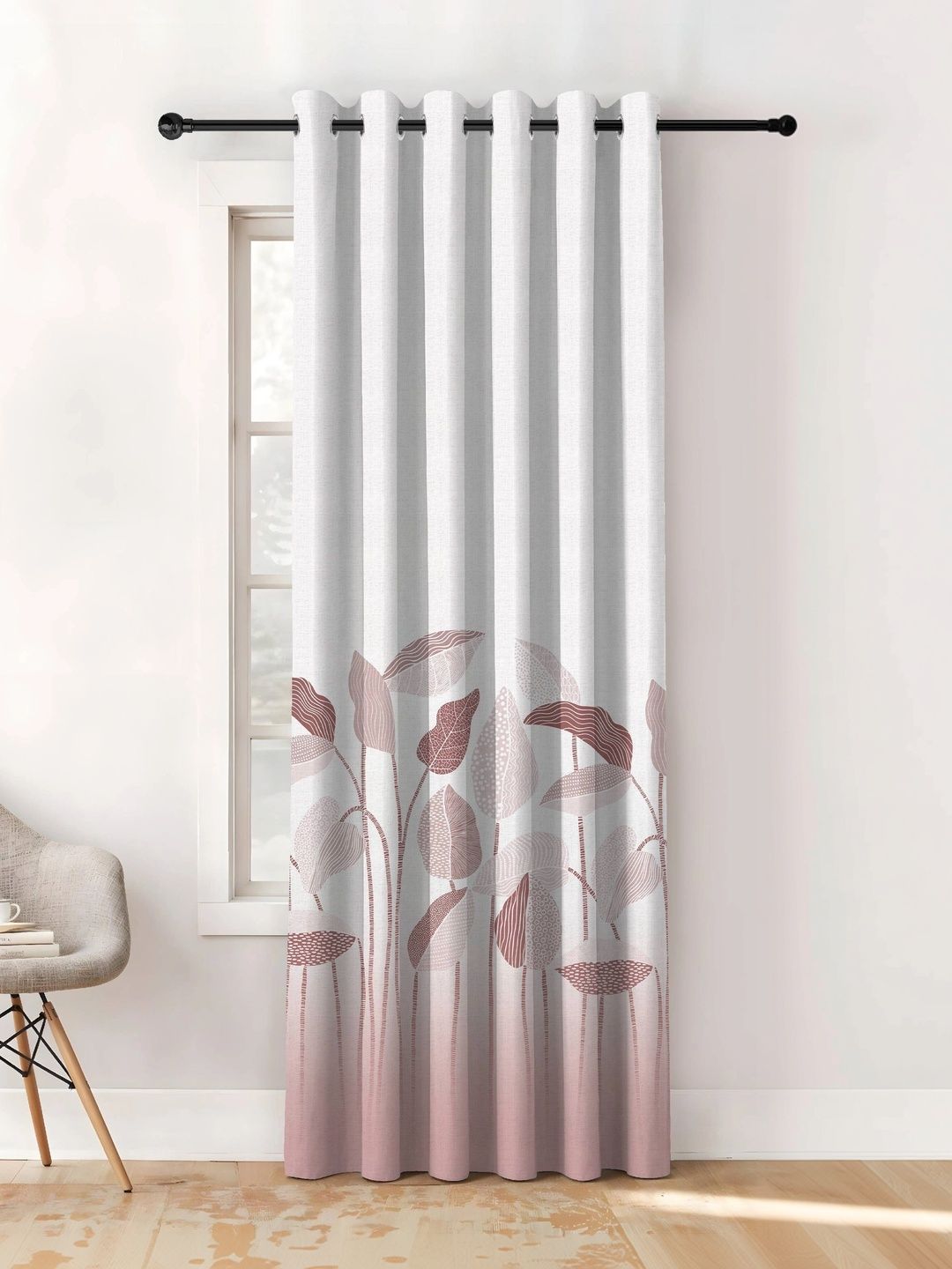 CASABLEU Peach-Coloured Geometric Room Darkening Door Curtain-image-42