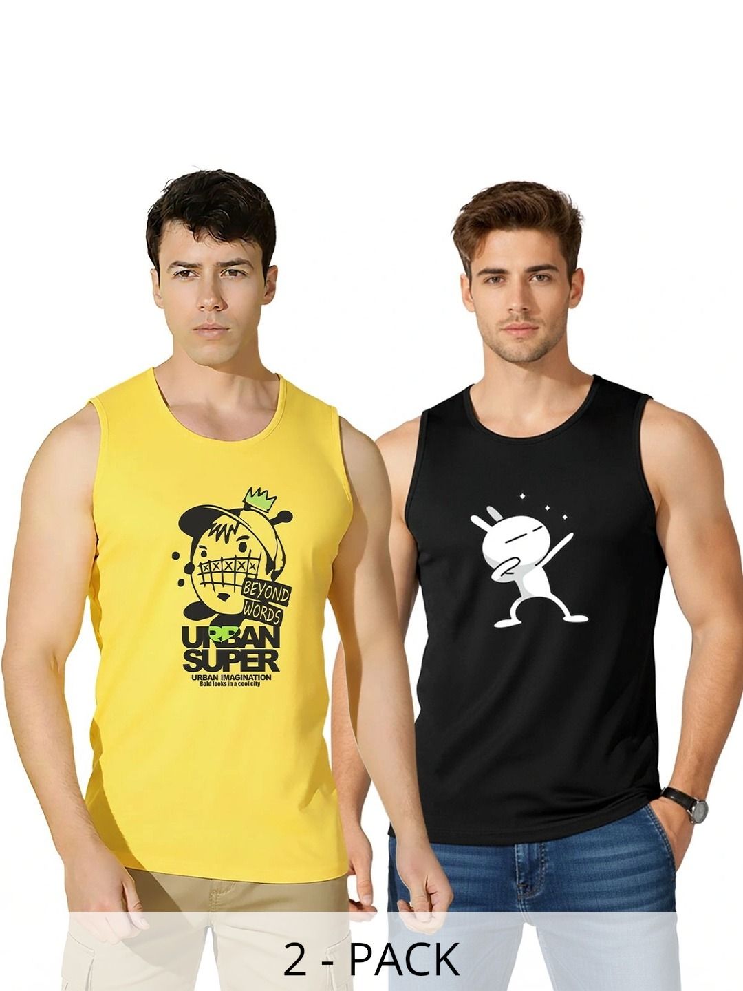 SLOWLORIS Pack of 2 Printed Cotton Tank-picture-35