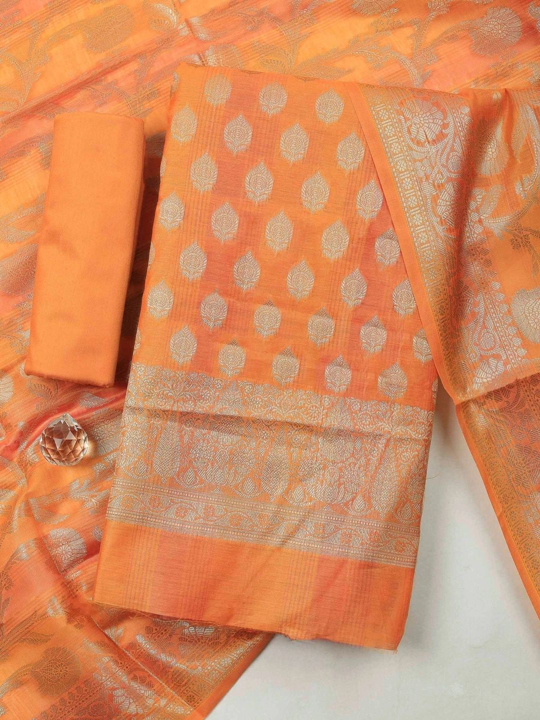 Meena Bazaar Art Silk Unstitched Dress Material-picture-32