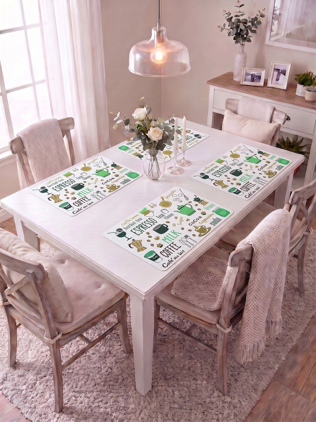 Myntra Elegant Homes 4-Pcs White Printed Rectangle Table Placemats-picture-34