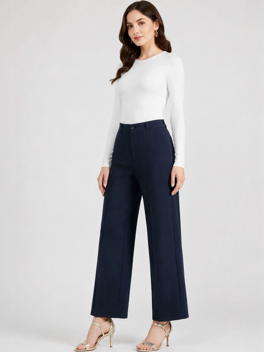 VALUE CREATION Women Classic High-Rise Easy Wash Trousers-picture-31