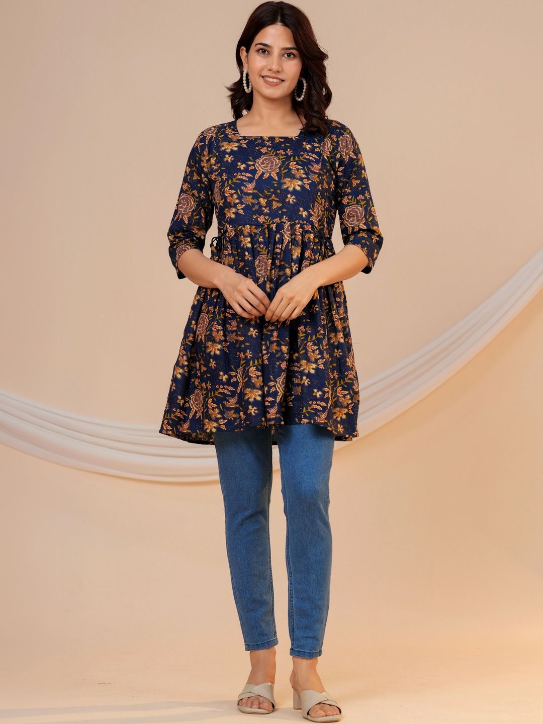 UrbanRang Floral Print Cotton Blend Top-picture-44