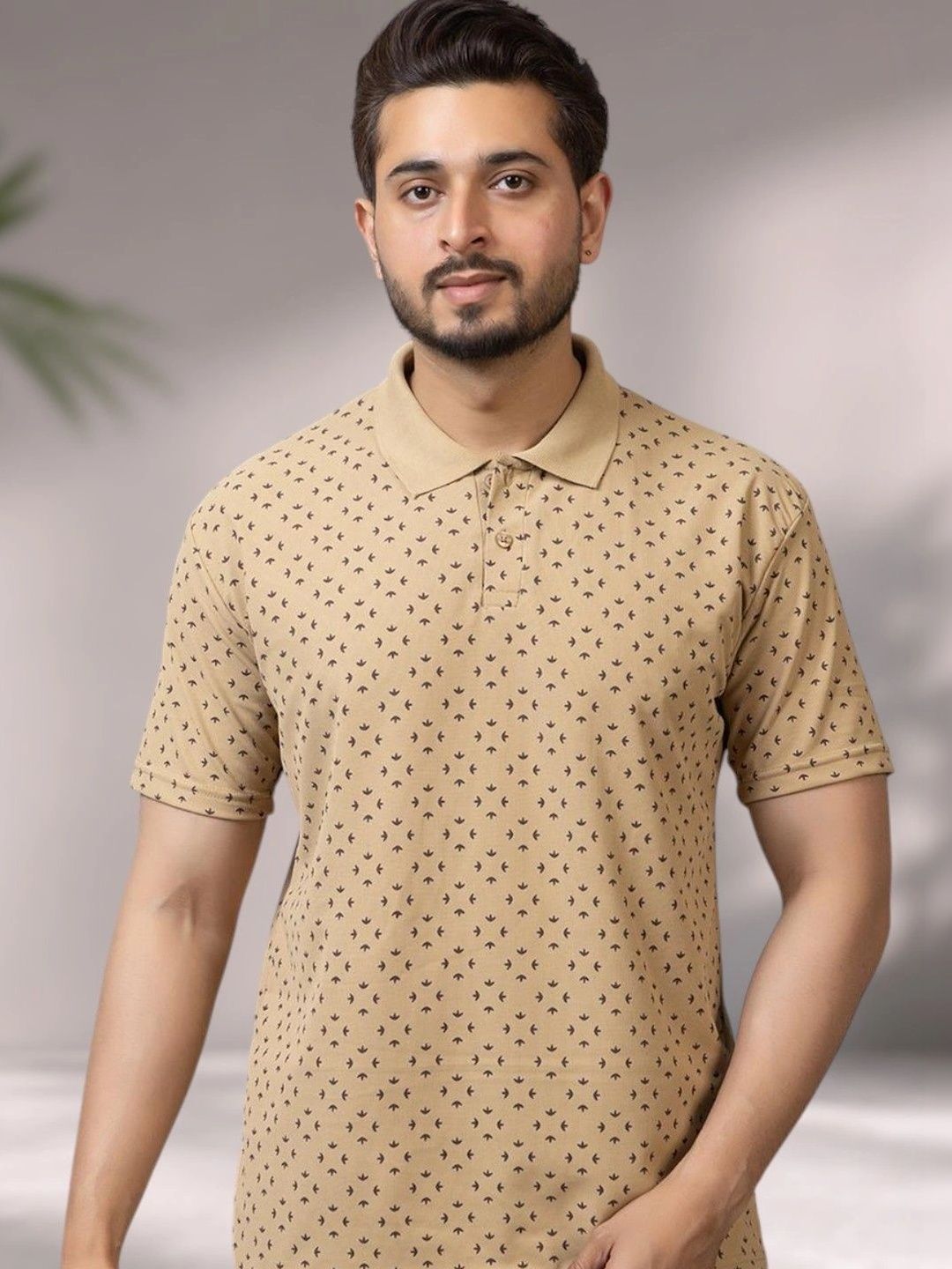 ANGEL CURVE Men Printed Polo Collar T-shirt-picture-43